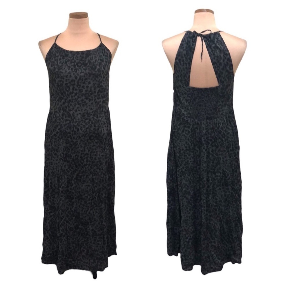 NWT Old Navy Maxi Dress Size Small Gray Leopard Print